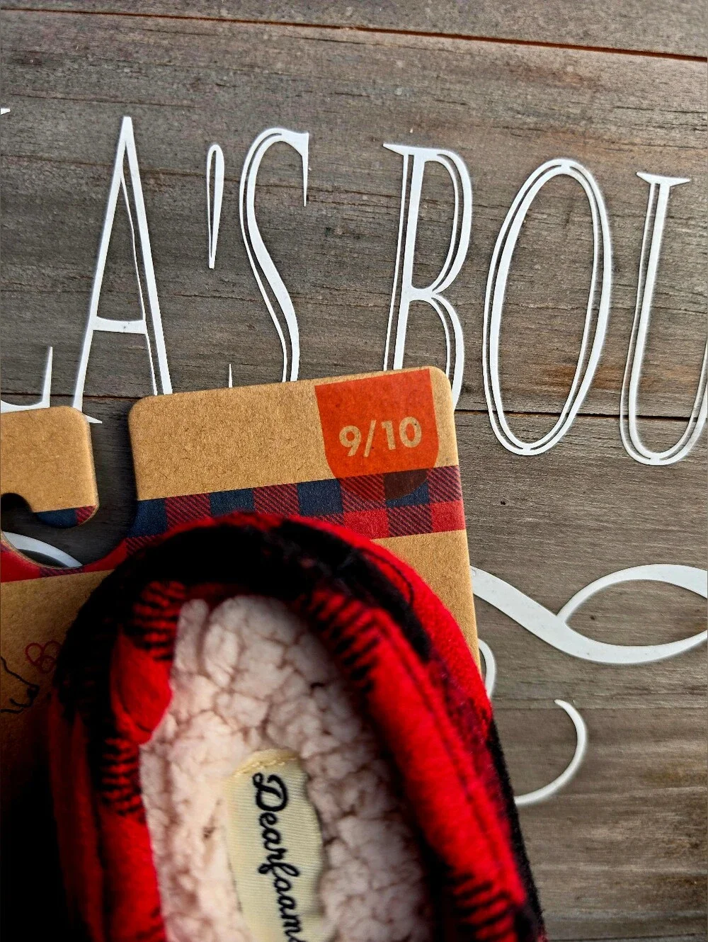 Dearfoams Lil' Bear Buffalo Check Clog Slippers